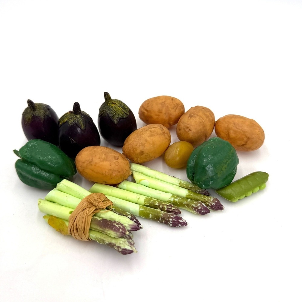 Vintage Style Realistic Artificial Vegetable Set 14pc Asparagus Eggplant‎ Potato